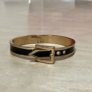 Ladies Gold and Black Belt Buckled Bangle Bracelet